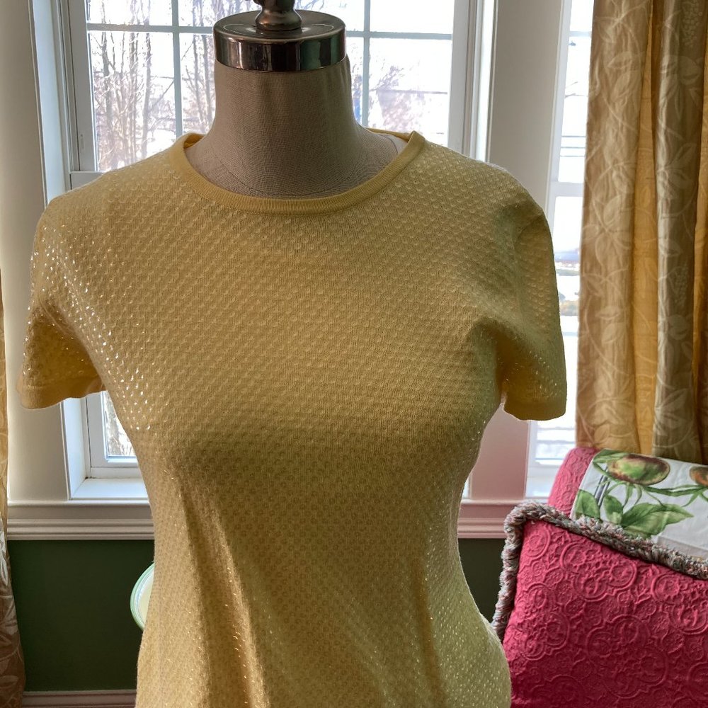 Yellow sequence crew neck sweater top